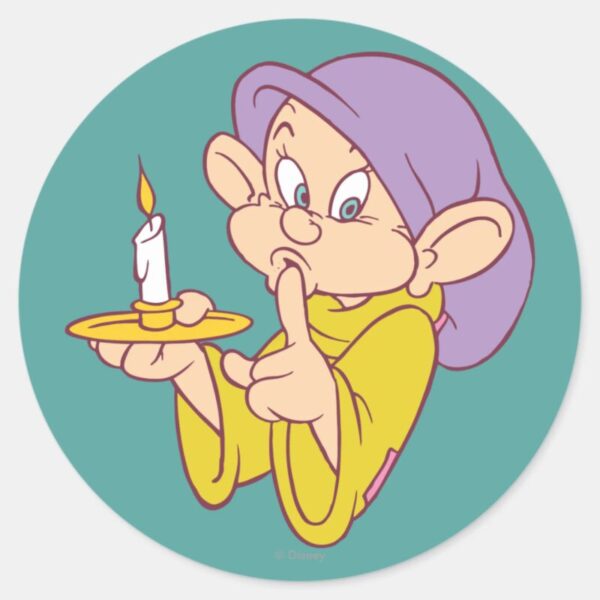 Dopey_Holding_a_Candle_Classic_Round_Sticker_1 Dopey Holding A Candle Classic Round Sticker