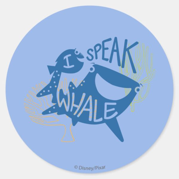 Dory_&_Destiny___I_Speak_Whale_Classic_Round_Sticker_1 Dory Destiny I Speak Whale Classic Round Sticker