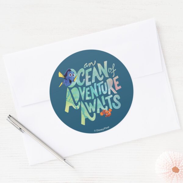 Dory_&_Nemo___An_Ocean_of_Adventure_Awaits_Classic_Round_Sticker_3 Dory Nemo An Ocean Of Adventure Awaits Classic Round Sticker