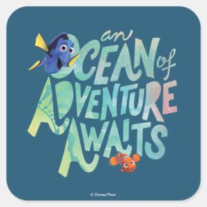 Dory_&_Nemo___An_Ocean_of_Adventure_Awaits_Square_Sticker_1 Dory Nemo An Ocean Of Adventure Awaits Square Sticker