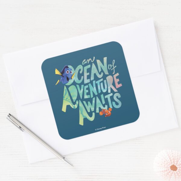 Dory_&_Nemo___An_Ocean_of_Adventure_Awaits_Square_Sticker_3 Dory Nemo An Ocean Of Adventure Awaits Square Sticker