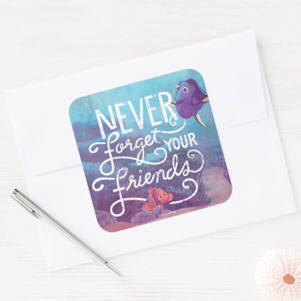 Dory_&_Nemo___Never_Forget_Your_Friends_Square_Sticker_3 Dory Nemo Never Forget Your Friends Square Sticker