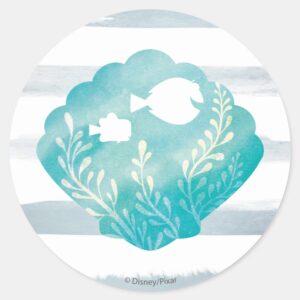 Dory_&_Nemo___Watercolor_Shell_Graphic_Classic_Round_Sticker_1 Dory Nemo Watercolor Shell Graphic Classic Round Sticker