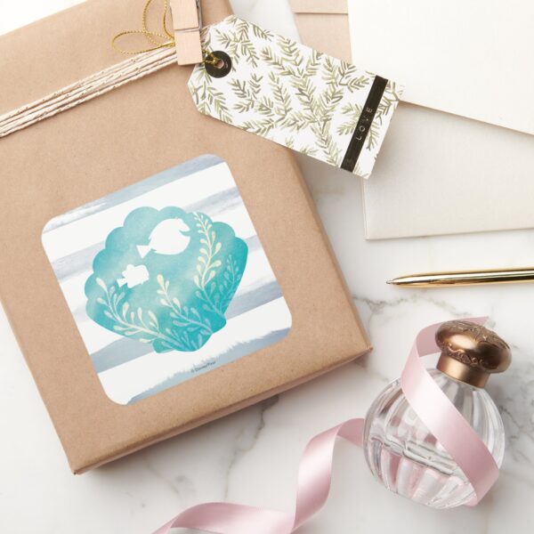 Dory_&_Nemo___Watercolor_Shell_Graphic_Square_Sticker_5 Dory Nemo Watercolor Shell Graphic Square Sticker