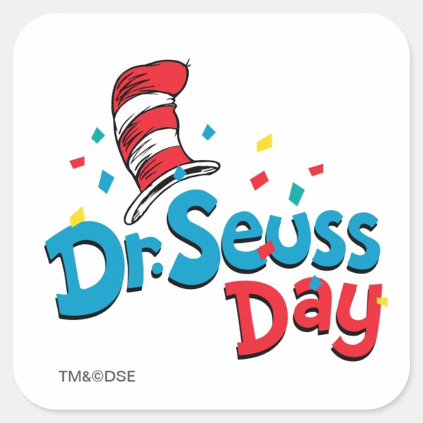 Dr._Seuss_Day___Confetti_Square_Sticker_1 Dr. Seuss Day Confetti Square Sticker