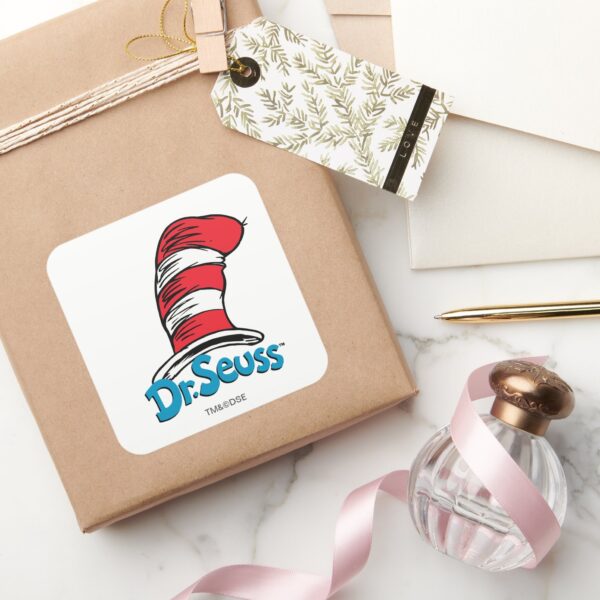 Dr._Seuss_Hat_Logo_Square_Sticker_5 Dr. Seuss Hat Logo Square Sticker