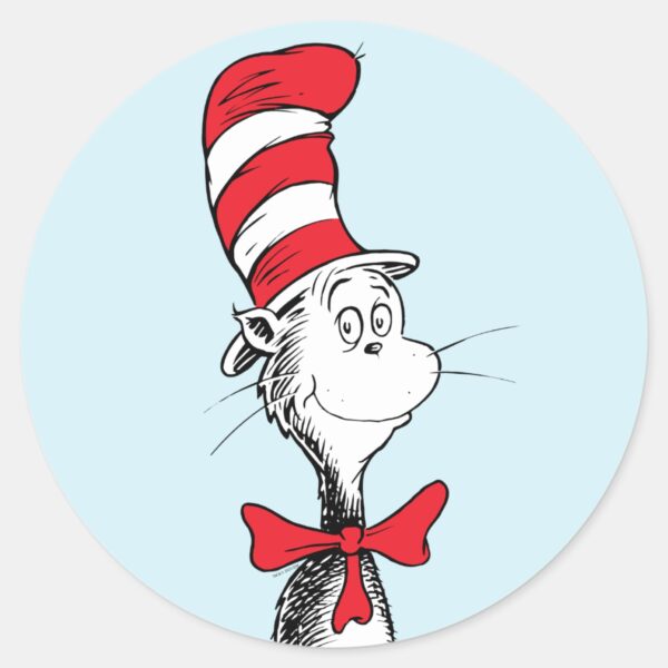 Dr._Seuss_I_Cat_in_the_Hat_Standing_Tall_Classic_Round_Sticker_1 Dr. Seuss I Cat In The Hat Standing Tall Classic Round Sticker