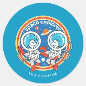 Dr. Seuss Cadet One Cadet Two Space Explorer Classic Round Sticker