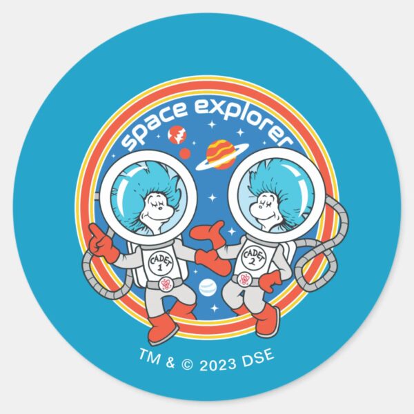 Dr._Seuss___Cadet_One_Cadet_Two_Space_Explorer_Classic_Round_Sticker_1 Dr. Seuss Cadet One Cadet Two Space Explorer Classic Round Sticker