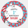 Dr. Seuss Cat In The Hat Birthday Classic Round Sticker