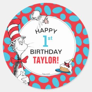 Dr. Seuss Cat In The Hat Birthday Classic Round Sticker