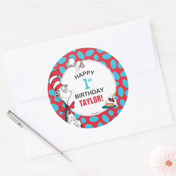 Dr. Seuss Cat In The Hat Birthday Classic Round Sticker