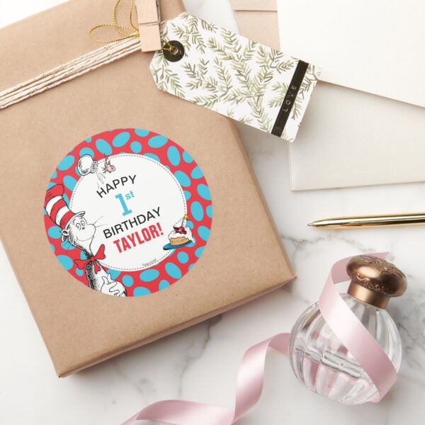 Dr. Seuss Cat In The Hat Birthday Classic Round Sticker