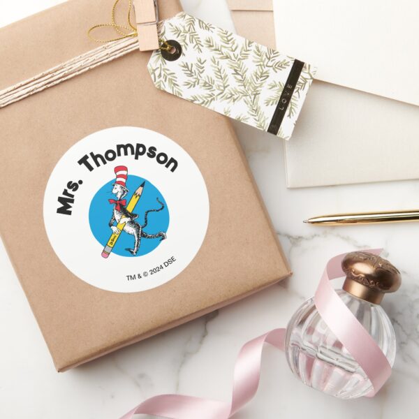 Dr. Seuss Cat In The Hat Custom Name Classic Round Sticker
