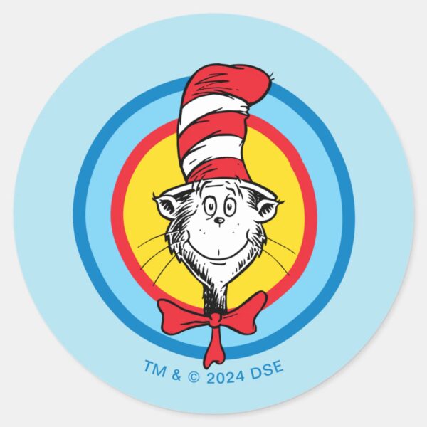 Dr. Seuss Cat In The Hat Head Graphic Classic Round Sticker