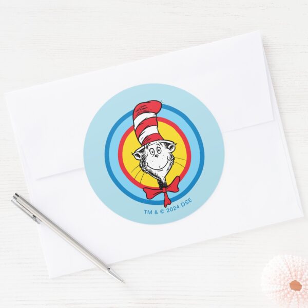 Dr. Seuss Cat In The Hat Head Graphic Classic Round Sticker