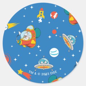 Dr. Seuss Cat In The Hat Space Pattern Classic Round Sticker