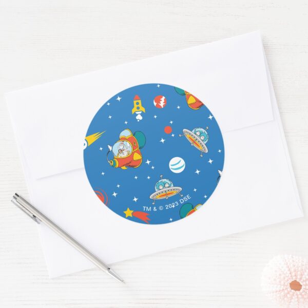 Dr. Seuss Cat In The Hat Space Pattern Classic Round Sticker