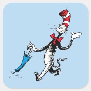 Dr. Seuss Cat In The Hat Umbrella Walk Square Sticker