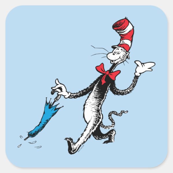 Dr. Seuss Cat In The Hat Umbrella Walk Square Sticker