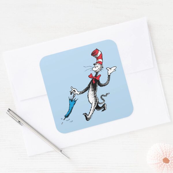 Dr. Seuss Cat In The Hat Umbrella Walk Square Sticker
