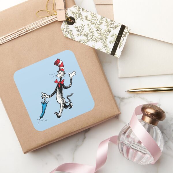 Dr. Seuss Cat In The Hat Umbrella Walk Square Sticker