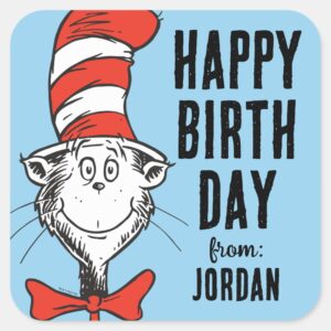 Dr. Seuss Cat In The Hat Vintage Logo Square Sticker