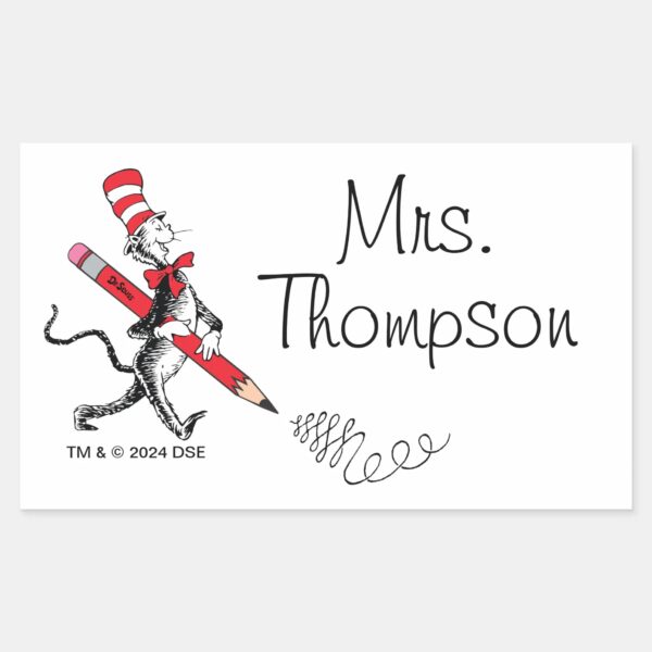 Dr. Seuss Cat In The Hat Written Name Rectangular Sticker