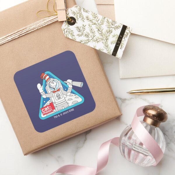 Dr. Seuss Cat In The Moon Outer Space Graphic Square Sticker