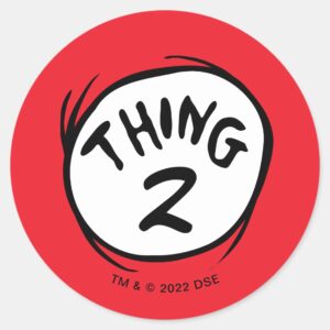 Dr. Seuss Custom Thing One Thing Two Classic Round Sticker