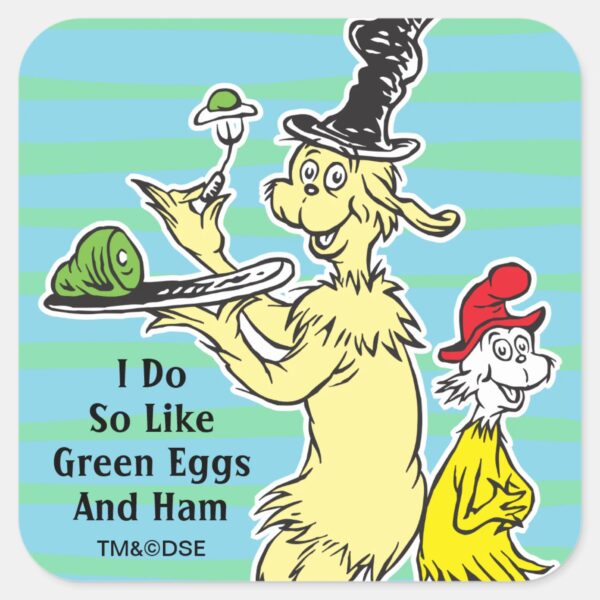 Dr. Seuss Green Eggs And Ham Friend Sam I Am Square Sticker