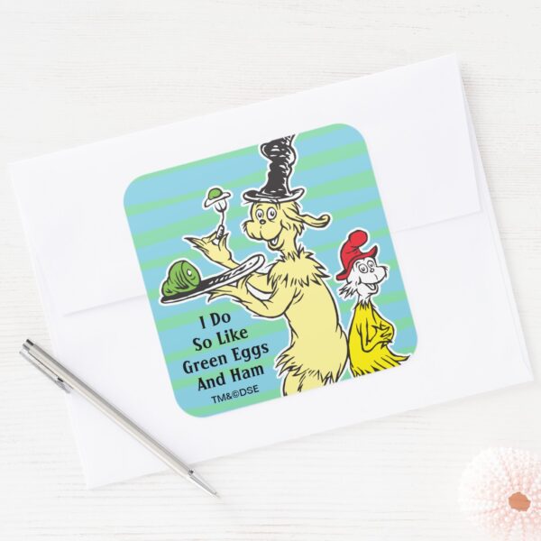 Dr. Seuss Green Eggs And Ham Friend Sam I Am Square Sticker