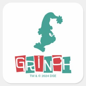 Dr. Seuss Grinch Red Green Square Sticker