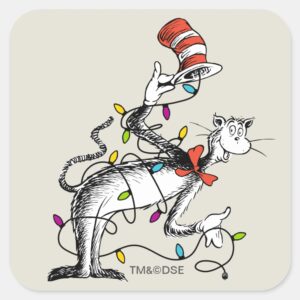 Dr. Seuss Grinch Mischievous Cat In The Ha Square Sticker