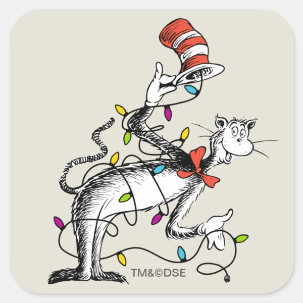 Dr. Seuss Grinch Mischievous Cat In The Ha Square Sticker