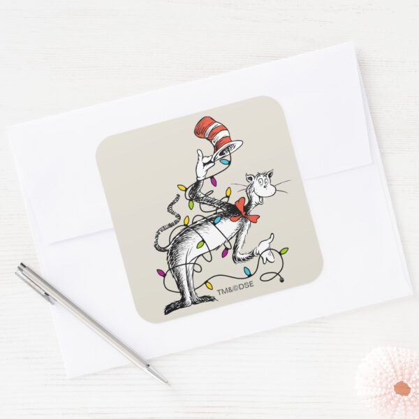 Dr. Seuss Grinch Mischievous Cat In The Ha Square Sticker