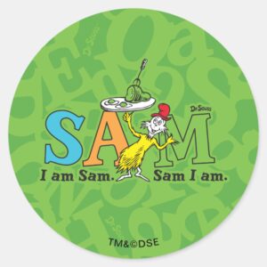 Dr. Seuss I Am Sam. Sam I Am. Classic Round Sticker
