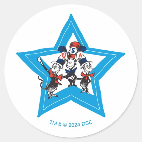 Dr._Seuss___Little_Cats_USA_Hats_Graphic_Classic_Round_Sticker_1 Dr. Seuss Little Cats USA Hats Graphic Classic Round Sticker