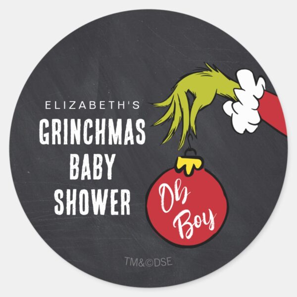 Dr._Seuss___Oh_Boy_Grinch_Baby_Shower_Classic_Round_Sticker_1 Dr. Seuss Oh Boy Grinch Baby Shower Classic Round Sticker