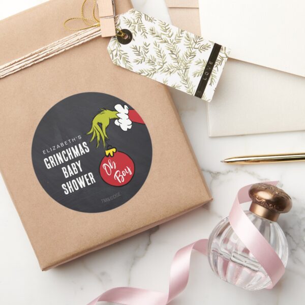 Dr._Seuss___Oh_Boy_Grinch_Baby_Shower_Classic_Round_Sticker_5 Dr. Seuss Oh Boy Grinch Baby Shower Classic Round Sticker
