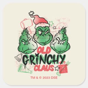 Dr. Seuss Old Grinch Claus Square Sticker