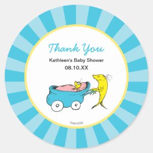 Dr. Seuss One Fish Boy Baby Shower Thank You Classic Round Sticker