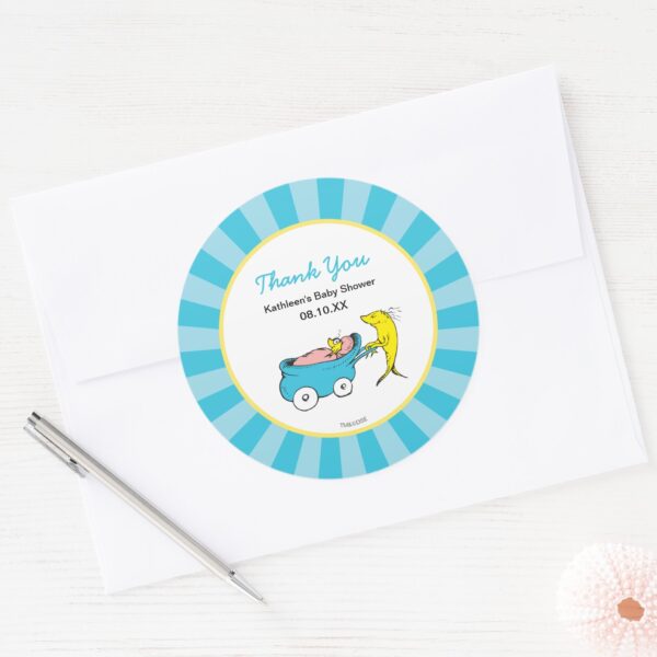 Dr._Seuss___One_Fish_-_Boy_Baby_Shower_Thank_You_Classic_Round_Sticker_3 Dr. Seuss One Fish Boy Baby Shower Thank You Classic Round Sticker