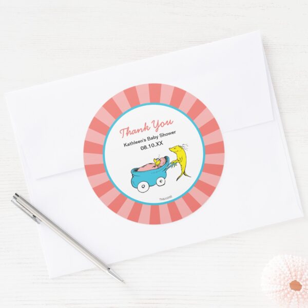 Dr._Seuss___One_Fish_-_Girl_Baby_Shower_Thank_You_Classic_Round_Sticker_3 Dr. Seuss One Fish Girl Baby Shower Thank You Classic Round Sticker