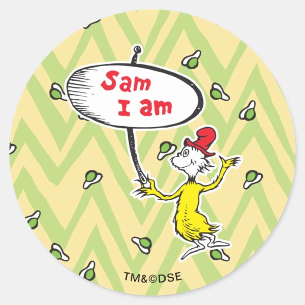 Dr._Seuss___Sam-I-Am_Holding_Sign_Classic_Round_Sticker_1 Dr. Seuss Sam I Am Holding Sign Classic Round Sticker
