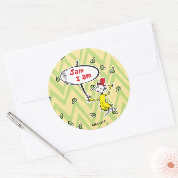 Dr._Seuss___Sam-I-Am_Holding_Sign_Classic_Round_Sticker_3 Dr. Seuss Sam I Am Holding Sign Classic Round Sticker