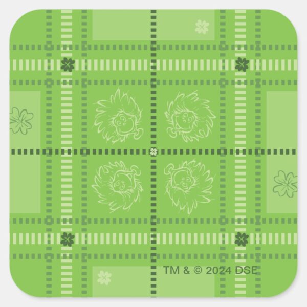 Dr._Seuss___St._Patrick's_Day_Plaid_Pattern_Square_Sticker_1 Dr. Seuss St. Patricks Day Plaid Pattern Square Sticker