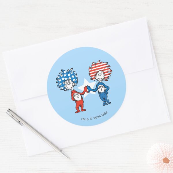 Dr._Seuss___Thing_One_Thing_Two_Patriotic_Graphic_Classic_Round_Sticker_3 Dr. Seuss Thing One Thing Two Patriotic Graphic Classic Round Sticker