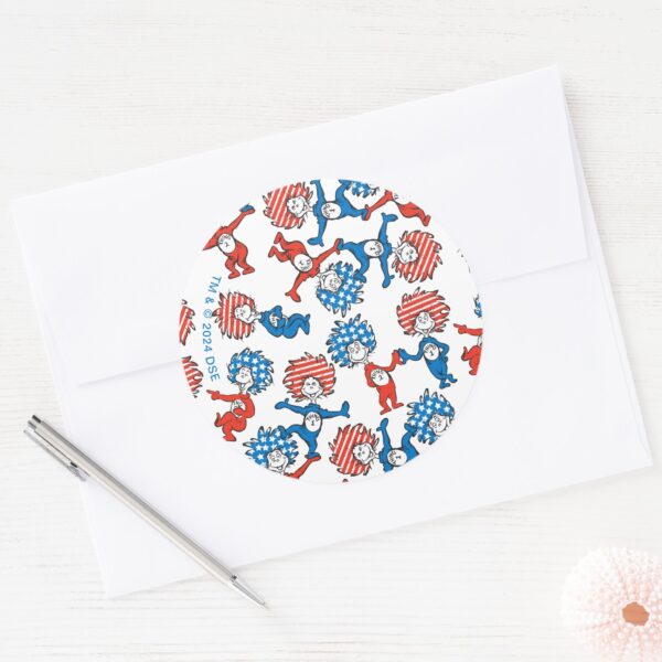 Dr._Seuss___Thing_One_Thing_Two_US_Flag_Pattern_Classic_Round_Sticker_3 Dr. Seuss Thing One Thing Two US Flag Pattern Classic Round Sticker