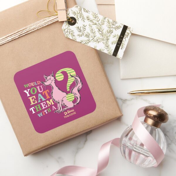 Dr._Seuss___Would_You_Eat_Them_With_A_Fox__Square_Sticker_5 Dr. Seuss Would You Eat Them With A Fox Square Sticker